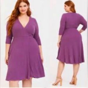 Torrid purple or mauve faux-wrap dress